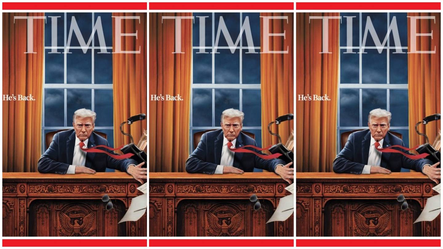 Στο νέο εξώφυλλο του Time, ο Trump πετάει τα πράγματα του Biden από το Οβάλ Γραφείο